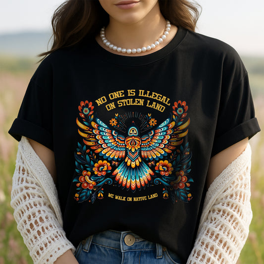 No One Is Illegal On Stolen Land Colorful Eagle Unisex T-Shirt/T-Shirt V-Neck/Hoodie/Sweatshirt