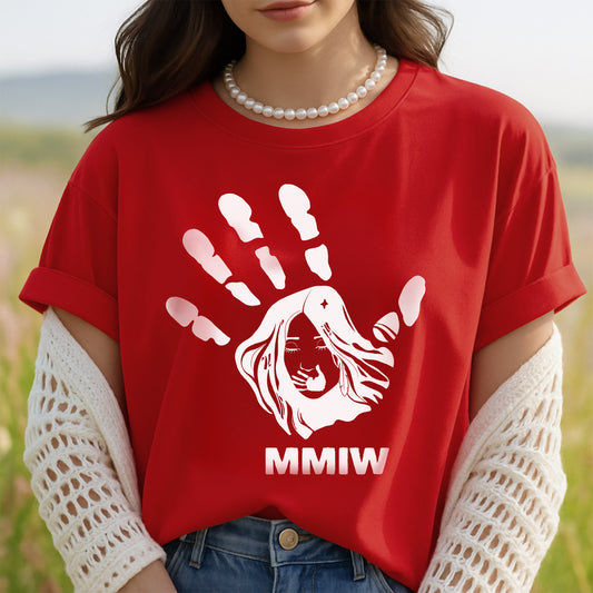 MMIW I Wear Red , No More Stolen Sisters Sweat Shirts White Hand Unisex T-Shirt/Hoodie/Sweatshirt