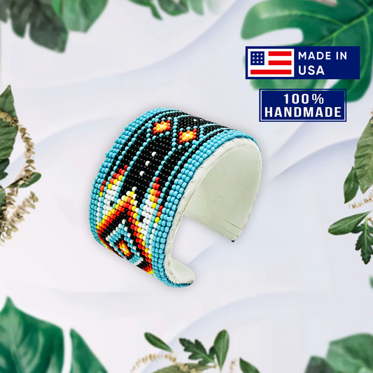 Native American Inspired Handmade Beaded Cuff Bracelet for Women