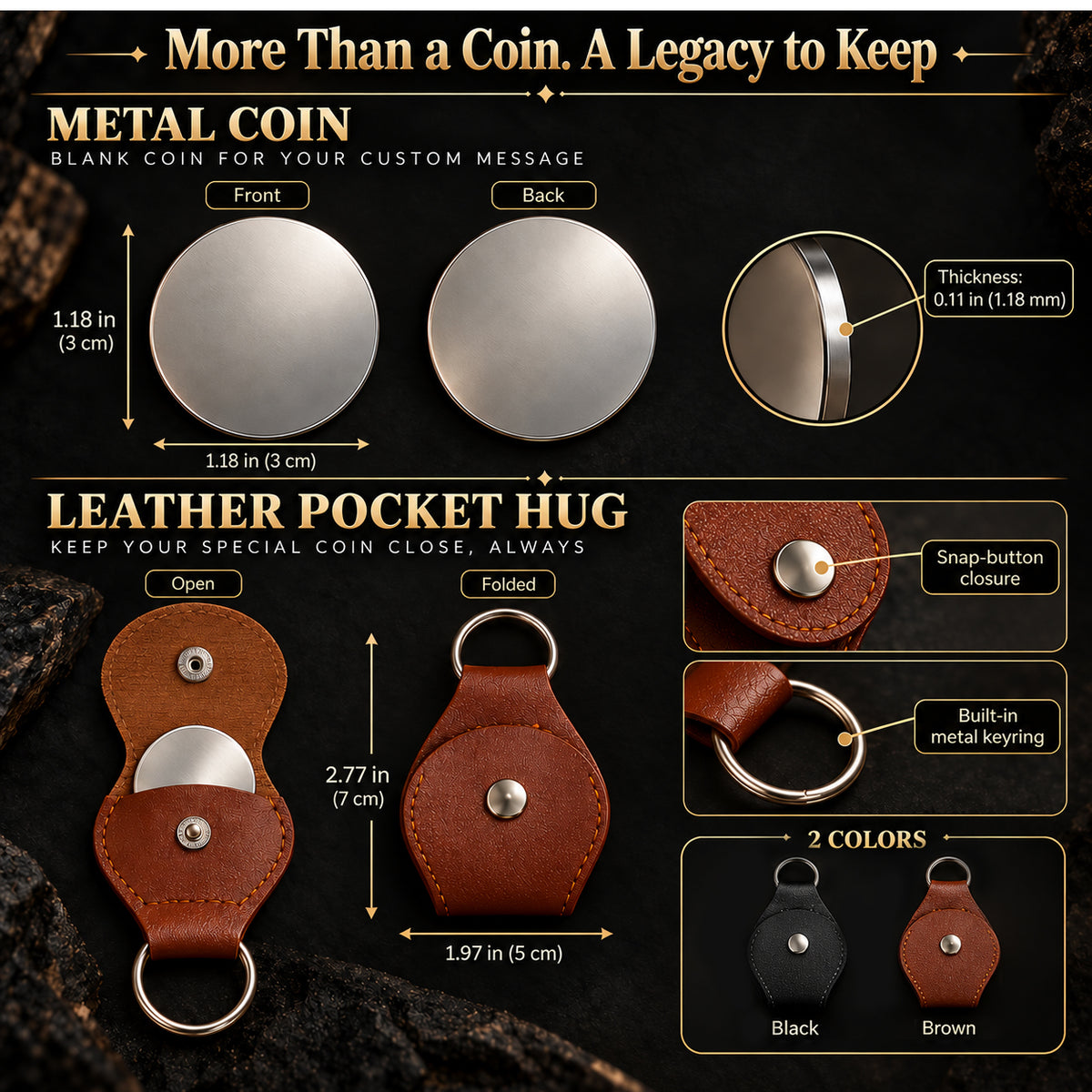 Geronimo Native American Medallion Apache Historical Coin - Personalized 3D Printing Pocket Hug