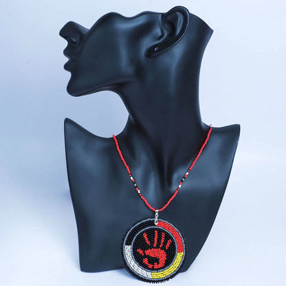 Handprint Handmade Beaded Patch Necklace Pendant