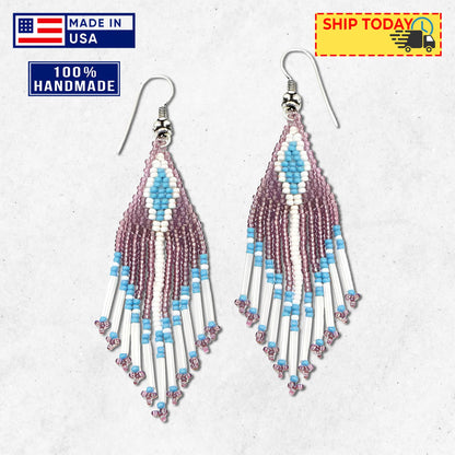 Purple Seed Beaded Handmade Earrings For Women