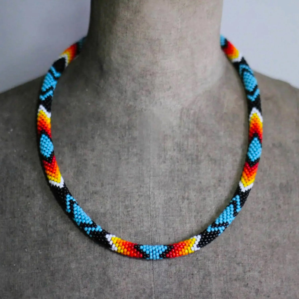 Handmade Black Dusk Pattern Beaded Earrings for Women