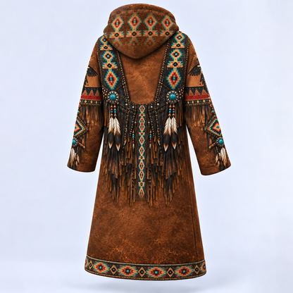 Dream Cloak - Native American Faux Leather Vest Southwestern Tribal Eagle Feather Graphic