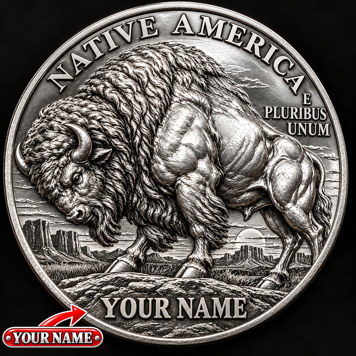 NATIVE AMERICAN HERITAGE THE SPIRIT OF THE BUFFALO - Personalized 3D Printing Pocket Hug