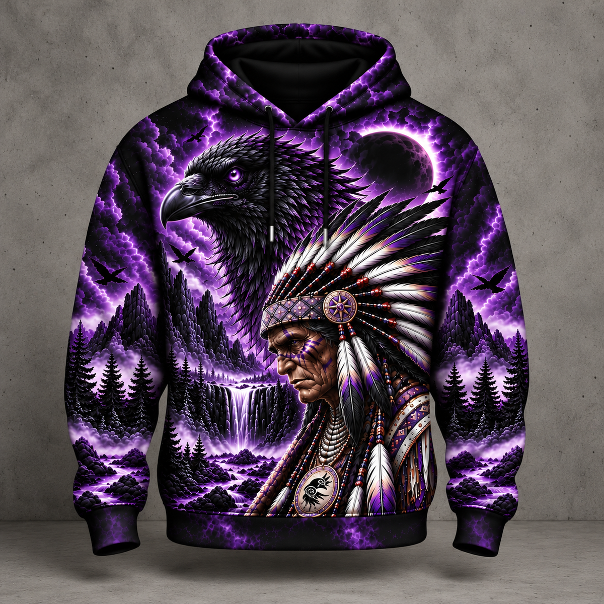 3D Hoodie Warriors of the Wild Spirit Native American Chief Ancient Power Tribal Legacy