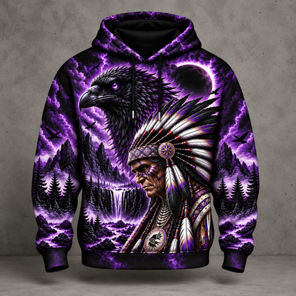 3D Hoodie Warriors of the Wild Spirit Native American Chief Ancient Power Tribal Legacy