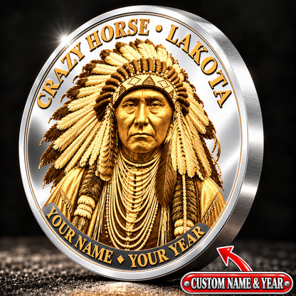 Crazy Horse Lakota Coin Native American Heritage Keepsake Inspirational Quote Gift  - Personalized 3D Printing Pocket Hug