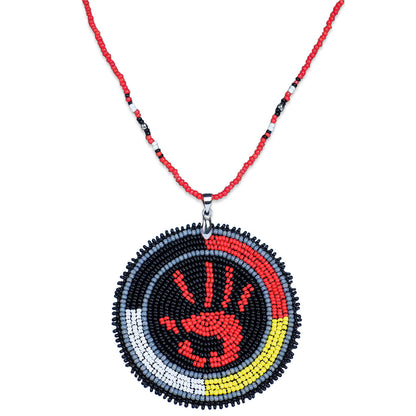 Handprint Handmade Beaded Patch Necklace Pendant