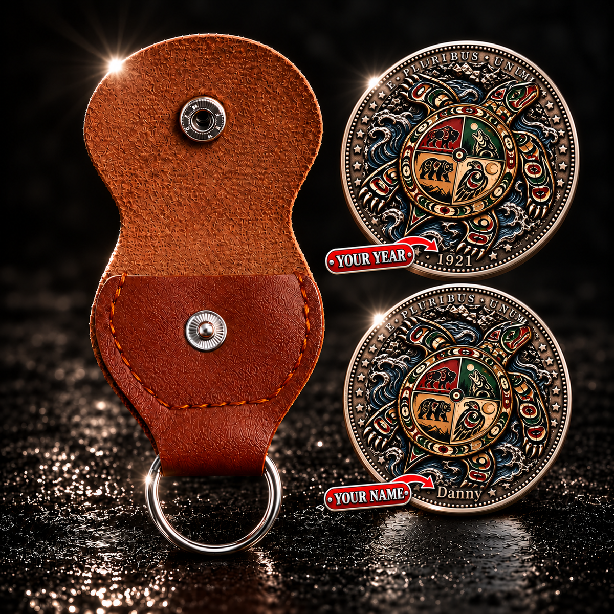 Turtle Island Medicine Wheel Coin - Personalized 3D Printing Pocket Hug