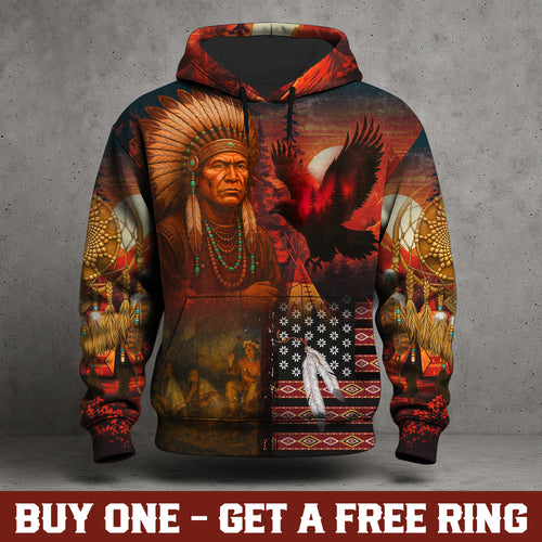 Echoes of the Ancestors – The Chief Spirit 3D Hoodie, Honoring Native Roots