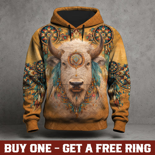 Sacred White Buffalo Hoodie – Native American Spirit All Over Print Hoodie