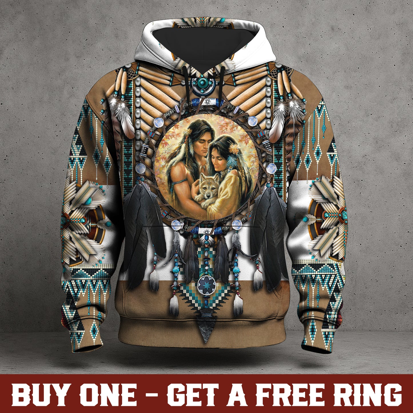 Feather Native Motifs 3D Hoodie WCS
