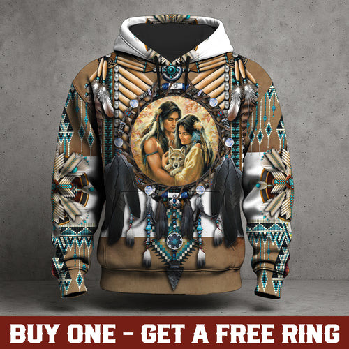 Feather Native Motifs 3D Hoodie WCS
