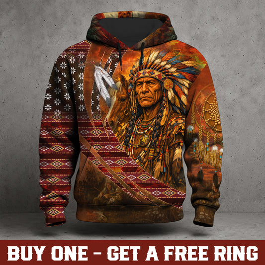 Echoes of the Ancestors – The Chief Spirit 3D Hoodie, Honoring Native Roots