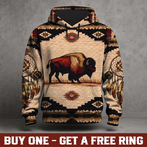 Native American Buffalo Hoodie – Tribal Bison Spirit All Over Print Hoodie