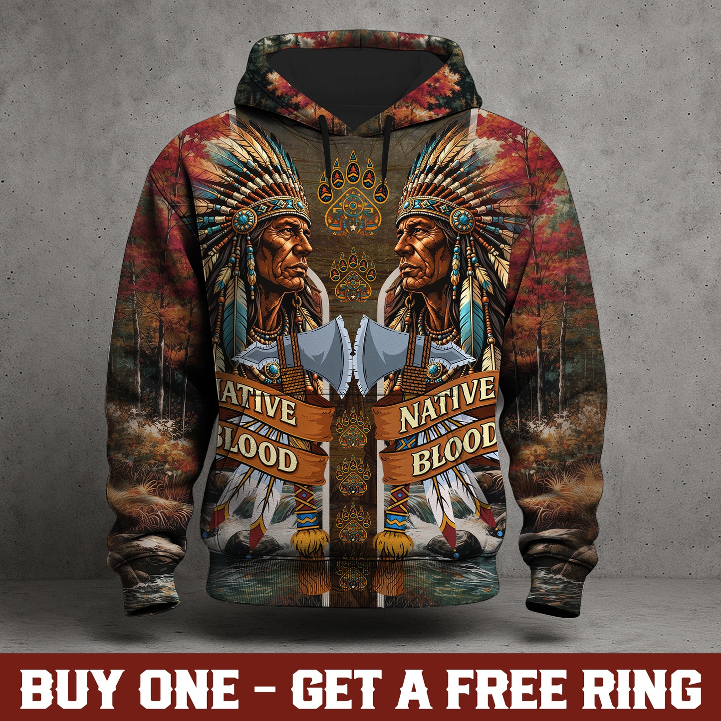 Native Blood Hoodie – Native American Chief Heritage All Over Print Hoodie