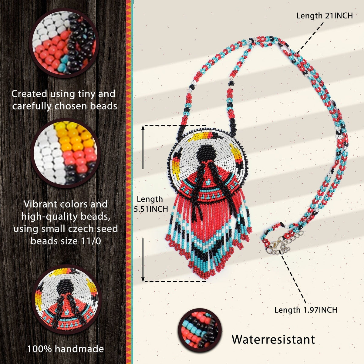 Combo MMIW Handmade Beaded Necklace And Earrings Unisex With Native American Style