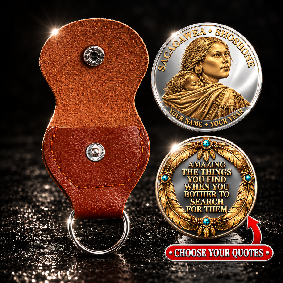Sacagawea Inspirational Quote Coin, Native American History Keepsake, Personalized Gift for Coin Collectors