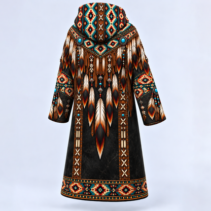Dream Cloak - Native American Dreamcatcher Feather Turquoise Leather Tribal Heritage Southwestern Geometric Pattern