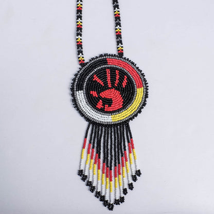 MMIW Handprint Beaded Choker Necklace Premium Native American Style