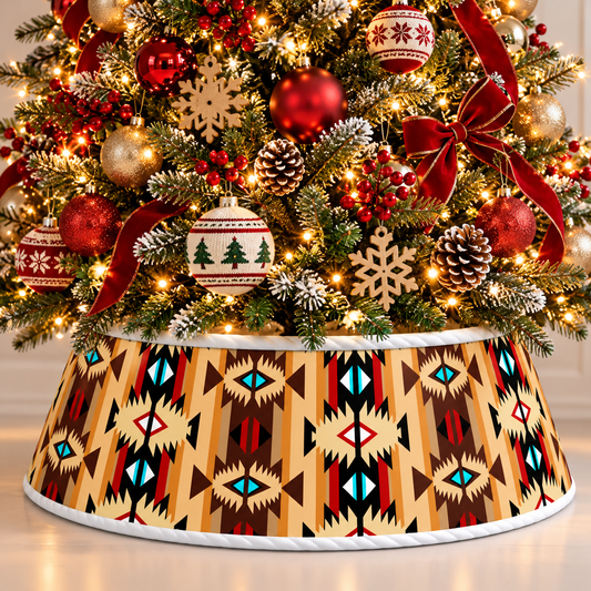 Quilted Christmas Tree Collar - Native American Navajo Geometric Diamond Pattern Tribal Southwestern Heritage Boho Christmas Decor