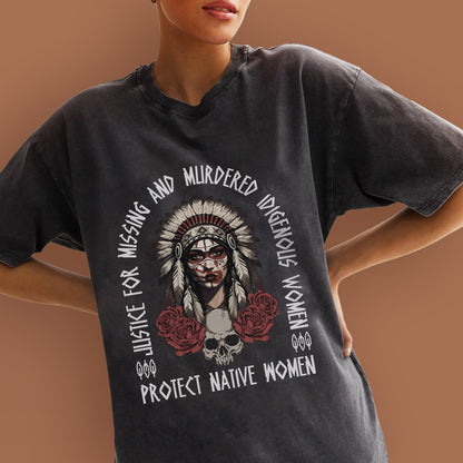Justice For MMIW - Protect Native Women Unisex Mineral Washed T-Shirt