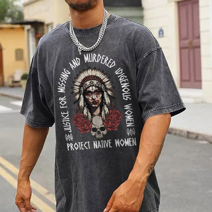 Justice For MMIW - Protect Native Women Unisex Mineral Washed T-Shirt