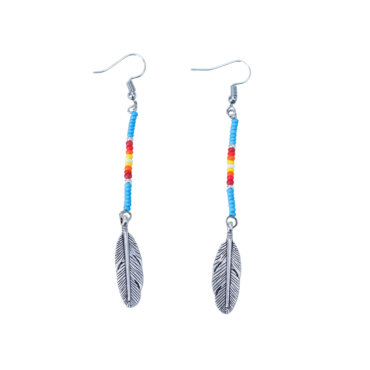 Blue Stick Pattern Beaded Handmade Earrings For Women