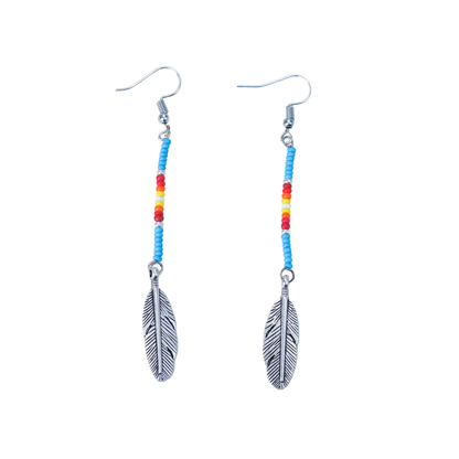 Blue Stick Pattern Beaded Handmade Earrings For Women