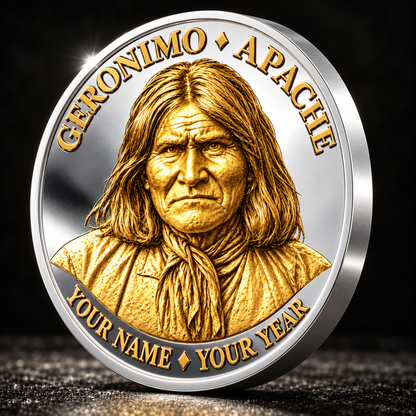 Geronimo Native American Medallion, Apache Historical Coin, Custom Name & Year Collectible