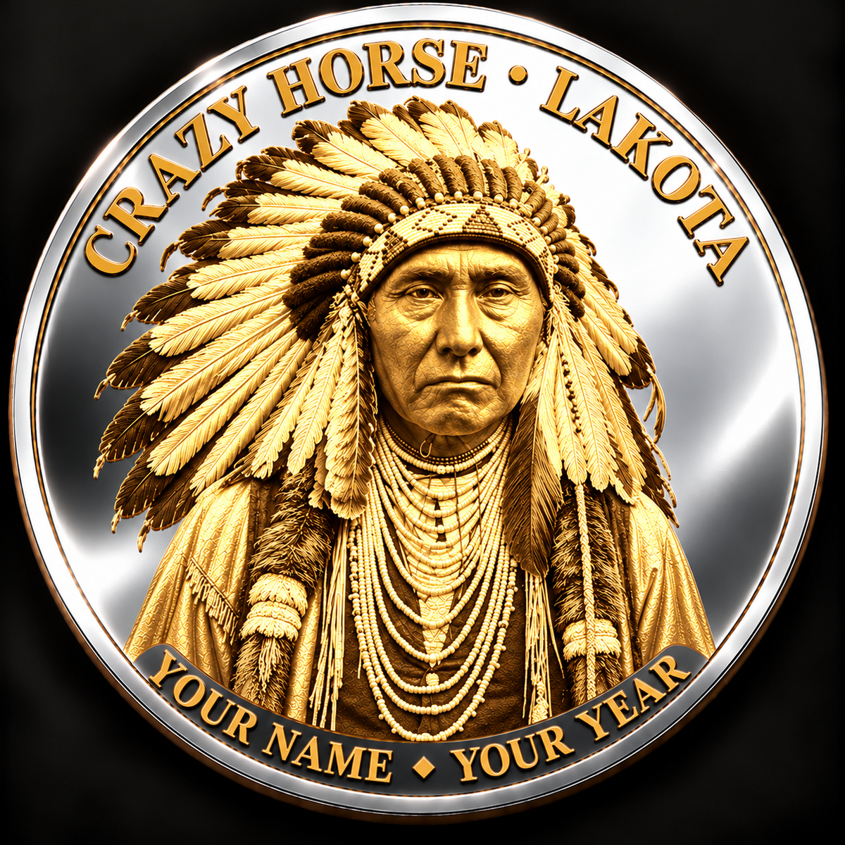 Crazy Horse Lakota Coin Native American Heritage Keepsake Inspirational Quote Gift  - Personalized 3D Printing Pocket Hug