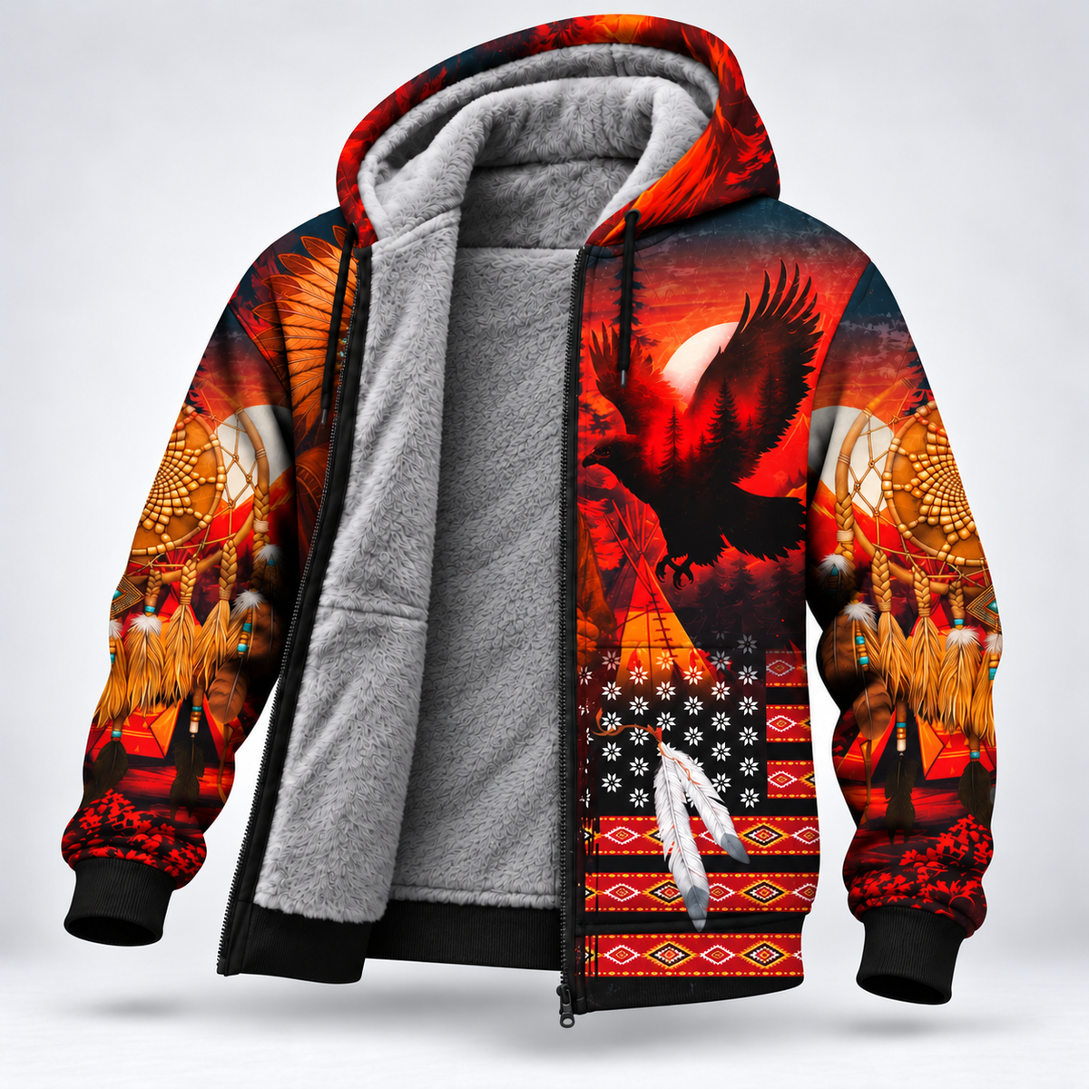 3D Fleece Jacket Echoes of the Ancestors – The Chief Spirit Honoring Native Roots