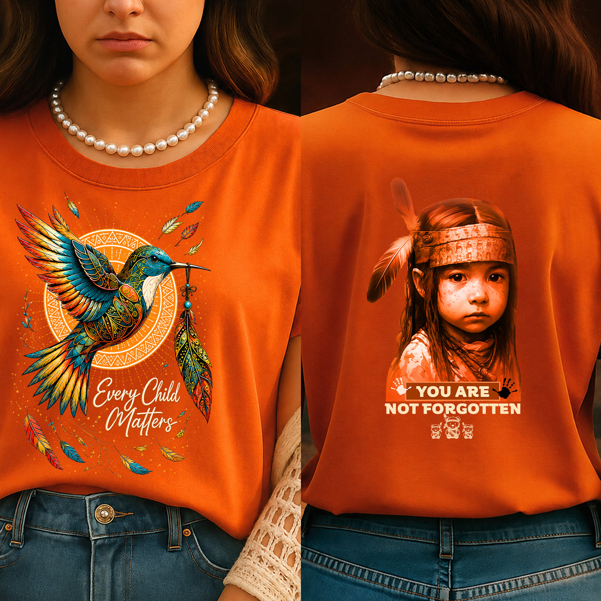 Every Child Matters Hummingbird Shirt, You Are Not Forgotten Tee, Indigenous Orange Shirt - Two Sides