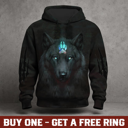 Moonlit Wolf Hoodie – Ethereal Glow & Mystic Presence