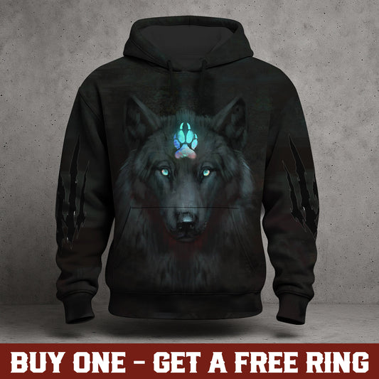 Moonlit Wolf Hoodie – Ethereal Glow & Mystic Presence