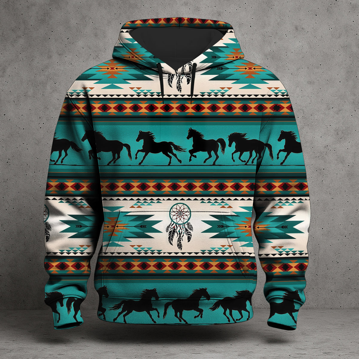 Aztec Geometric-Pattern Horse All Over Print Graphic Native