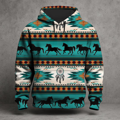 Aztec Geometric-Pattern Horse All Over Print Graphic Native