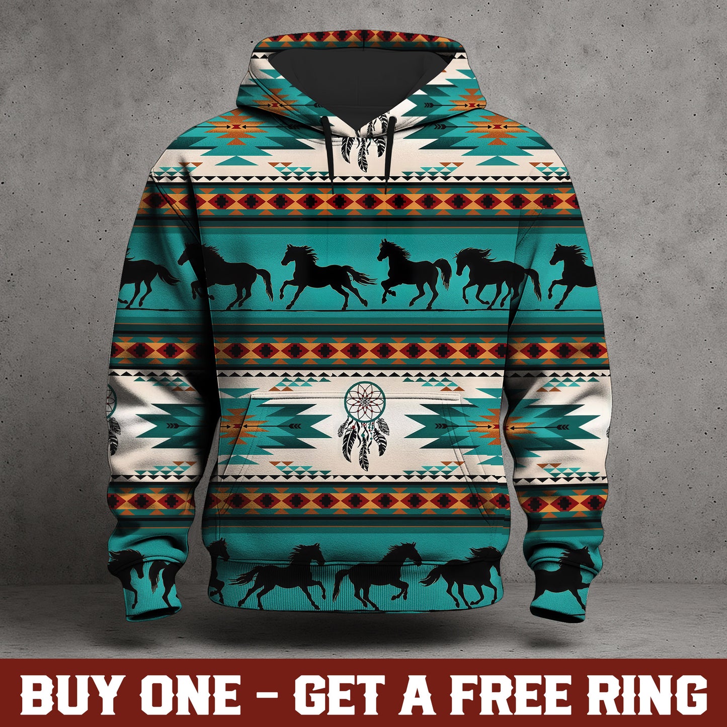 Aztec Geometric-Pattern Horse All Over Print Graphic Native