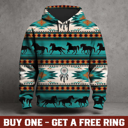 Aztec Geometric-Pattern Horse All Over Print Graphic Native