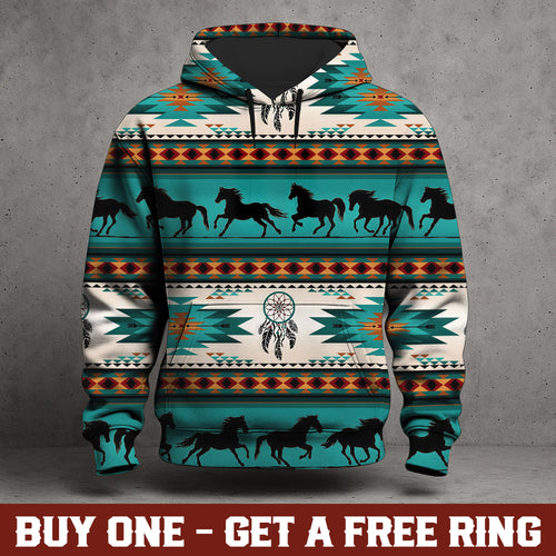 Aztec Geometric-Pattern Horse All Over Print Graphic Native
