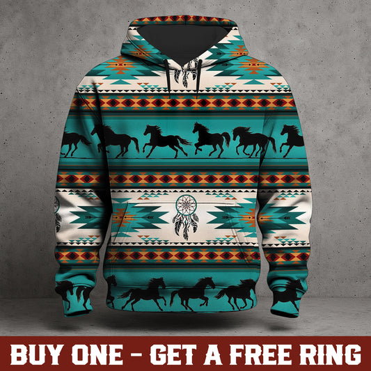 Aztec Geometric-Pattern Horse All Over Print Graphic Native