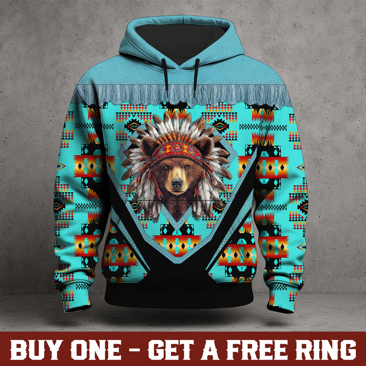 Native American Spirit Bear Hoodie – Bold 3D Tribal Streetwear