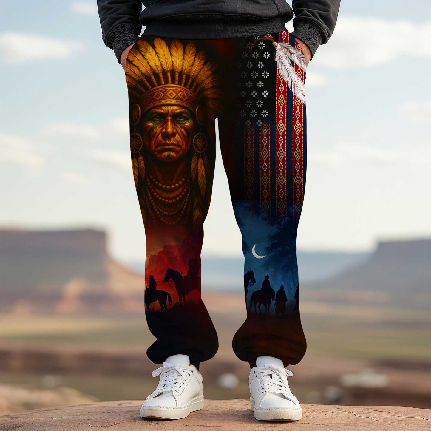 Native Heritage – The Chief Spirit Hoodie in Red & Blue, Symbol of Freedom and Pride