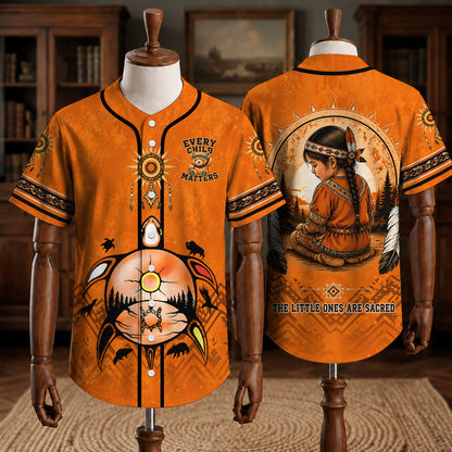 Every Child Matters Sacred Little Ones Orange Baseball Jersey - Truth & Reconciliation Shirt