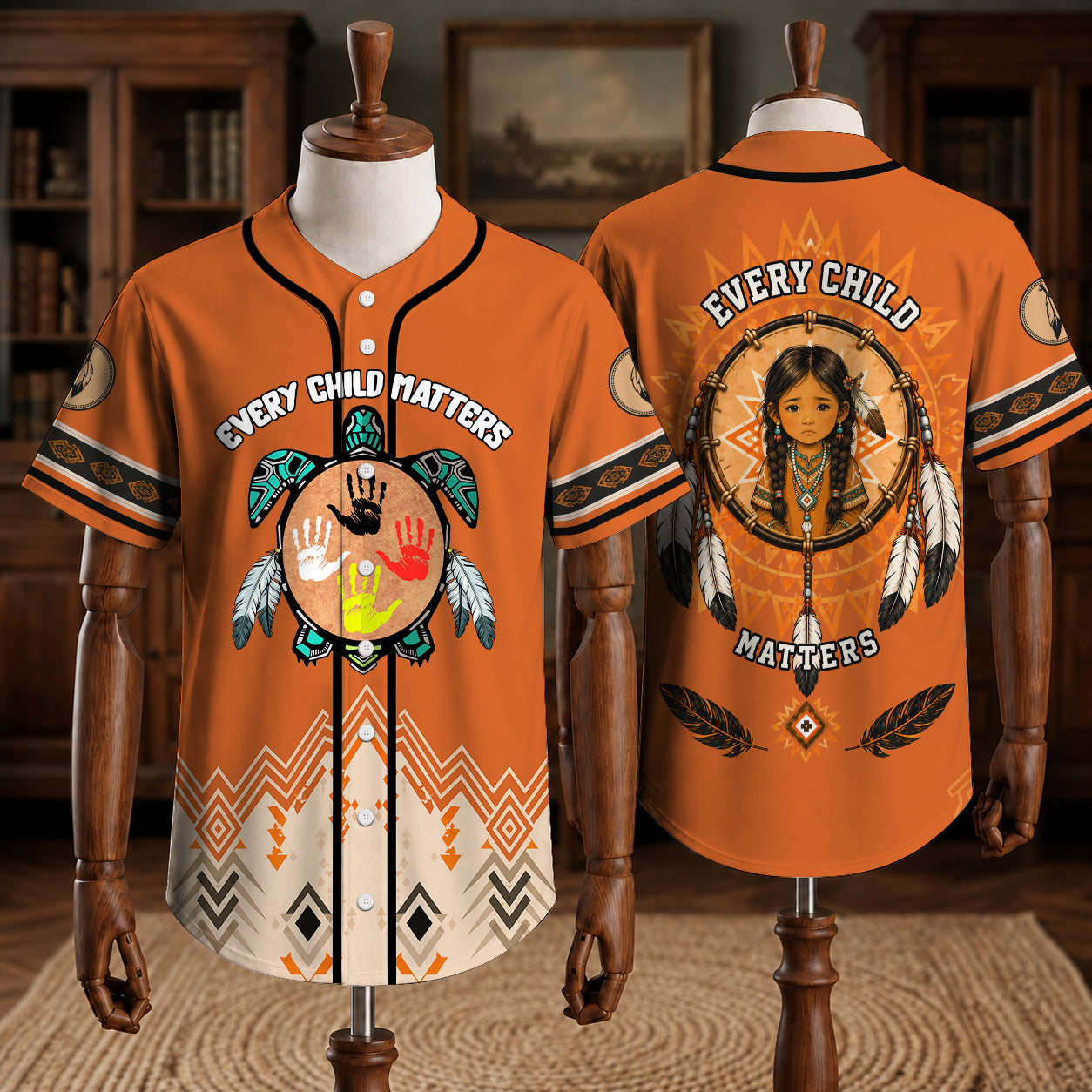 Every Child Matters Turtle Baseball Jersey - Orange Awareness Shirt