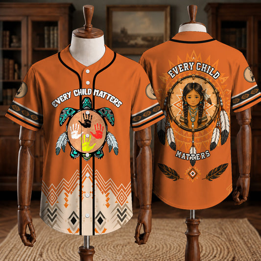 Every Child Matters Turtle Baseball Jersey - Orange Awareness Shirt