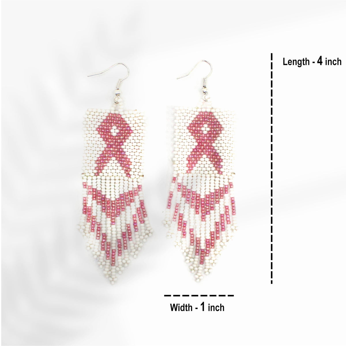 Handmade Pink Ribbon Breast Cancer Awareness Necklace Earrings Set
