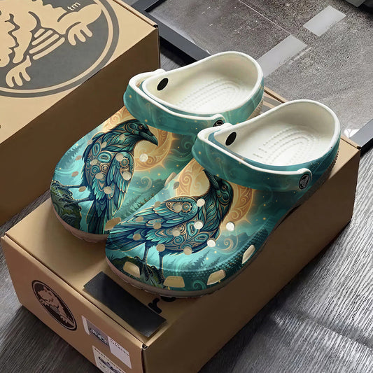 Native Raven Haida Pattern Clogs Shoes for Adults & Kids