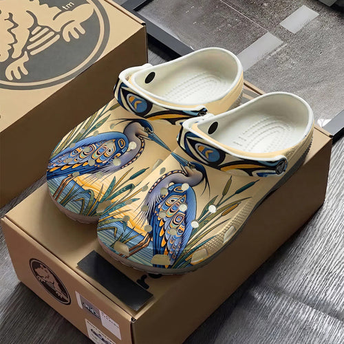 Native Heron Art Clogs Shoes for Adults & Kids